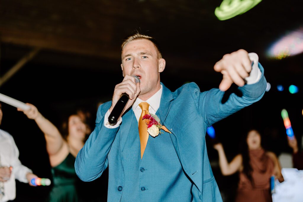 wedding reception photos of guests dancing at Vanderwende Acres