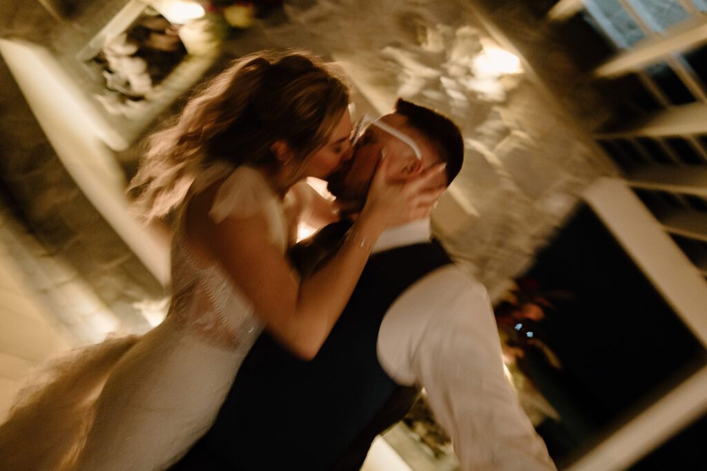 wedding reception photos of couple dancing at Vanderwende Acres