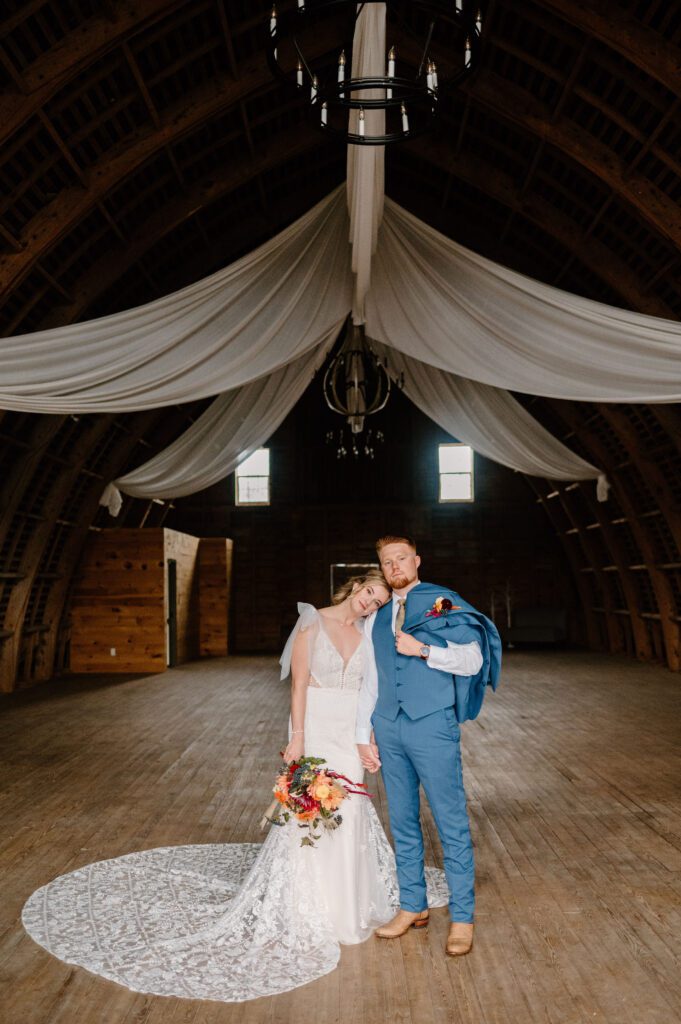 vintage cinematic bride and groom photos at Vanderwende Acres