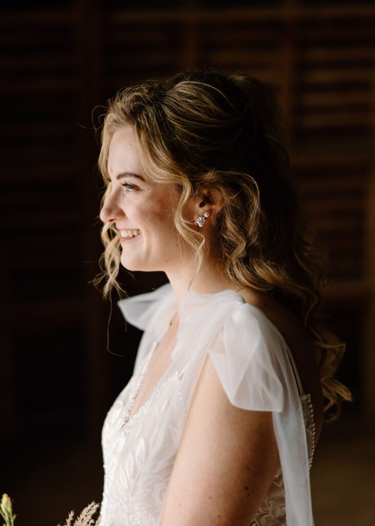 vintage cinematic bride and groom photos at Vanderwende Acres
