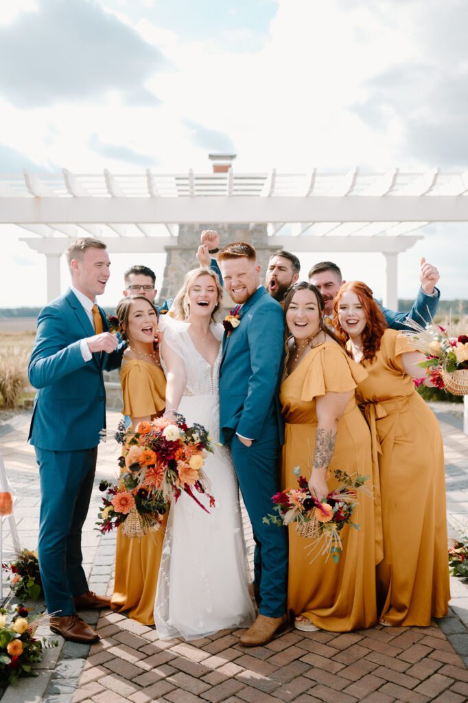 modern wedding photos in delaware with fall colors and rustic details