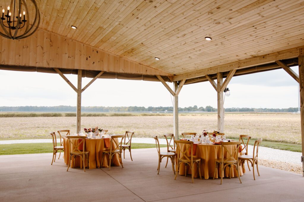 Vanderwende Acres fall wedding reception photos with rustic colors