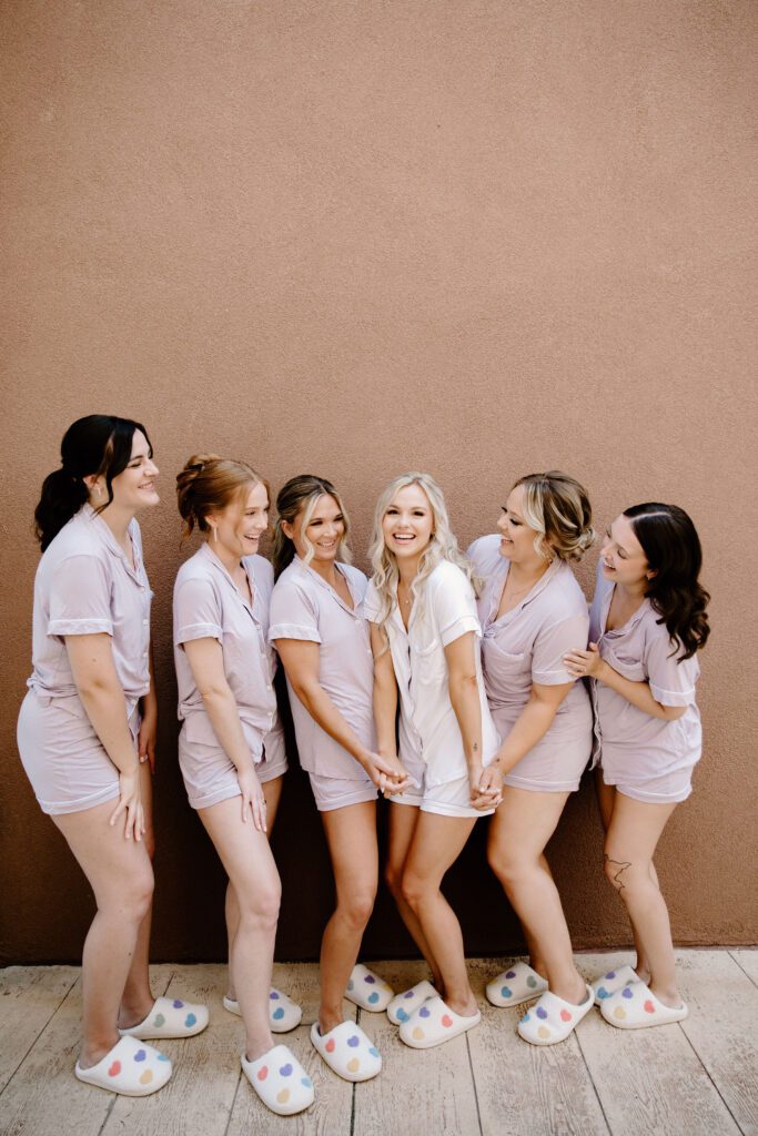 bridesmaids getting ready wedding photos