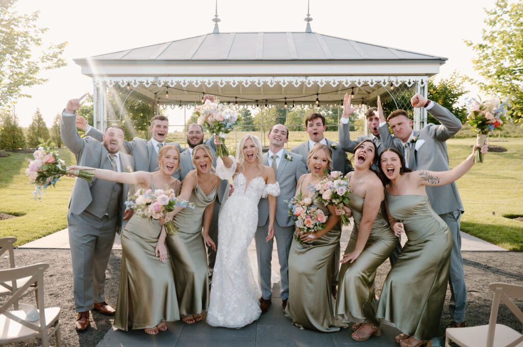 bridal party photos bright and colorful