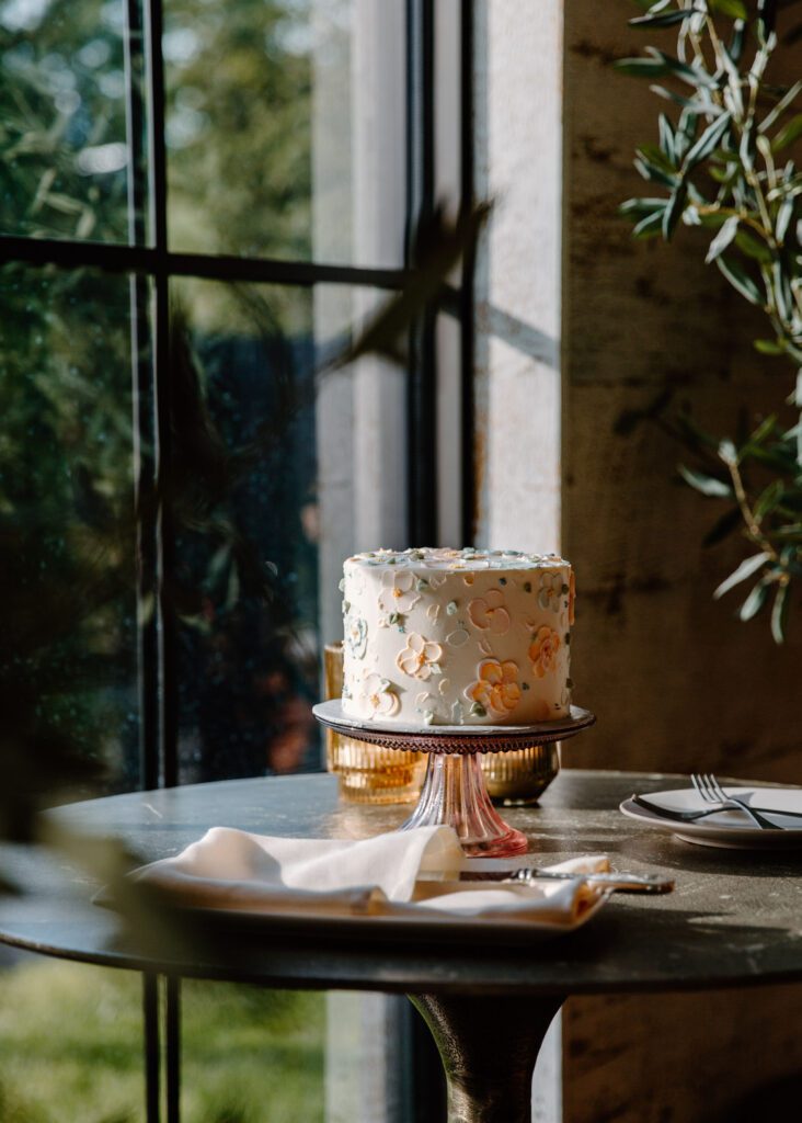 colorful garden wedding reception with floral decor