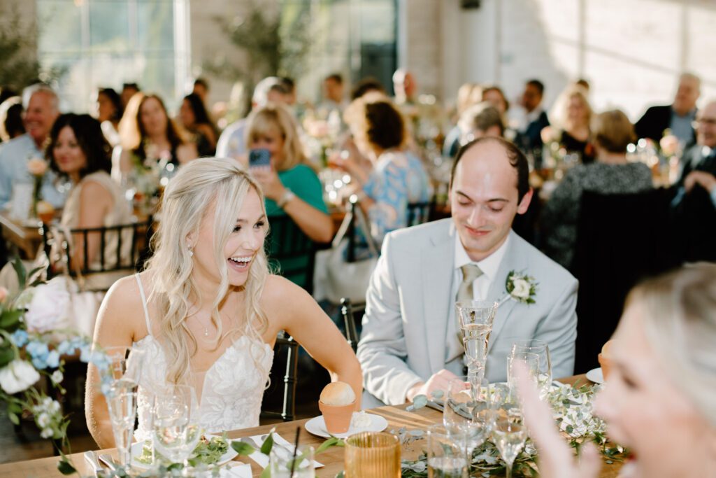 colorful garden wedding reception with floral decor