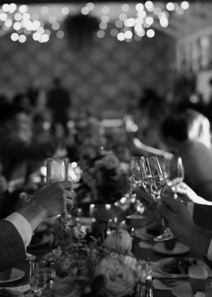 colorful garden wedding reception with floral decor