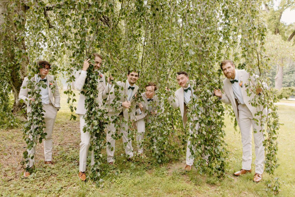 groomsmen photos at bellevue hall wedding venue in delaware
