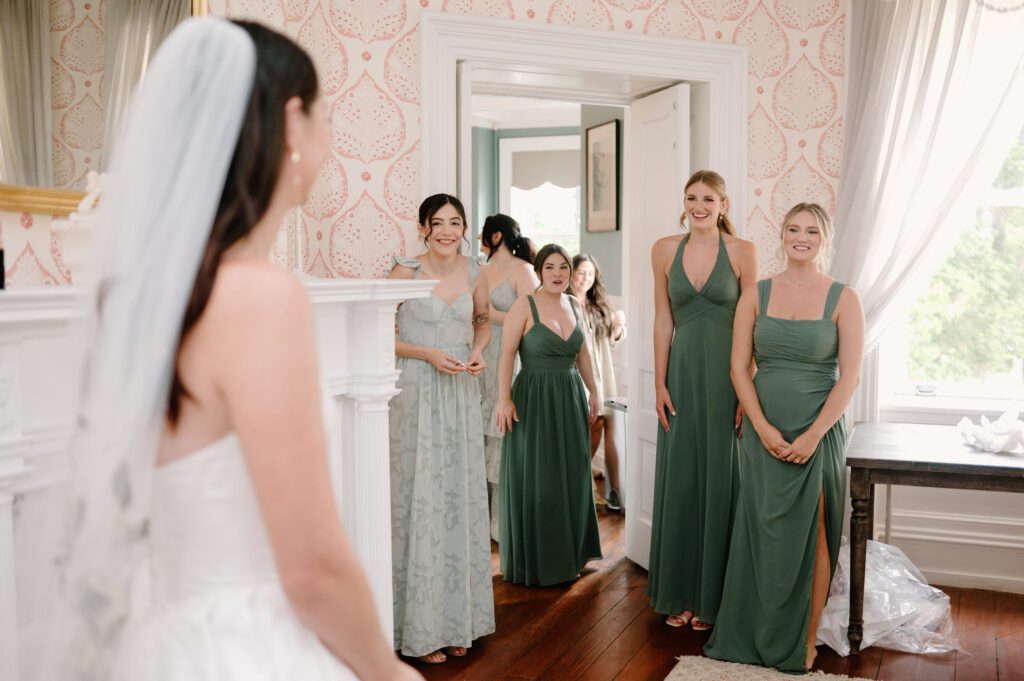 bridesmaids first look reaction