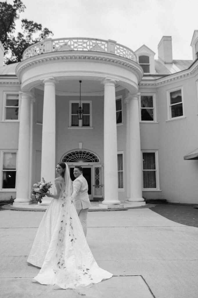 bellevue hall documentary style wedding photos black and white