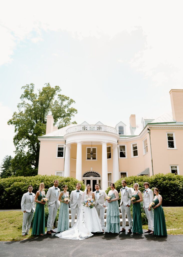 bridal party photos at bellevue hall wedding venue in delaware